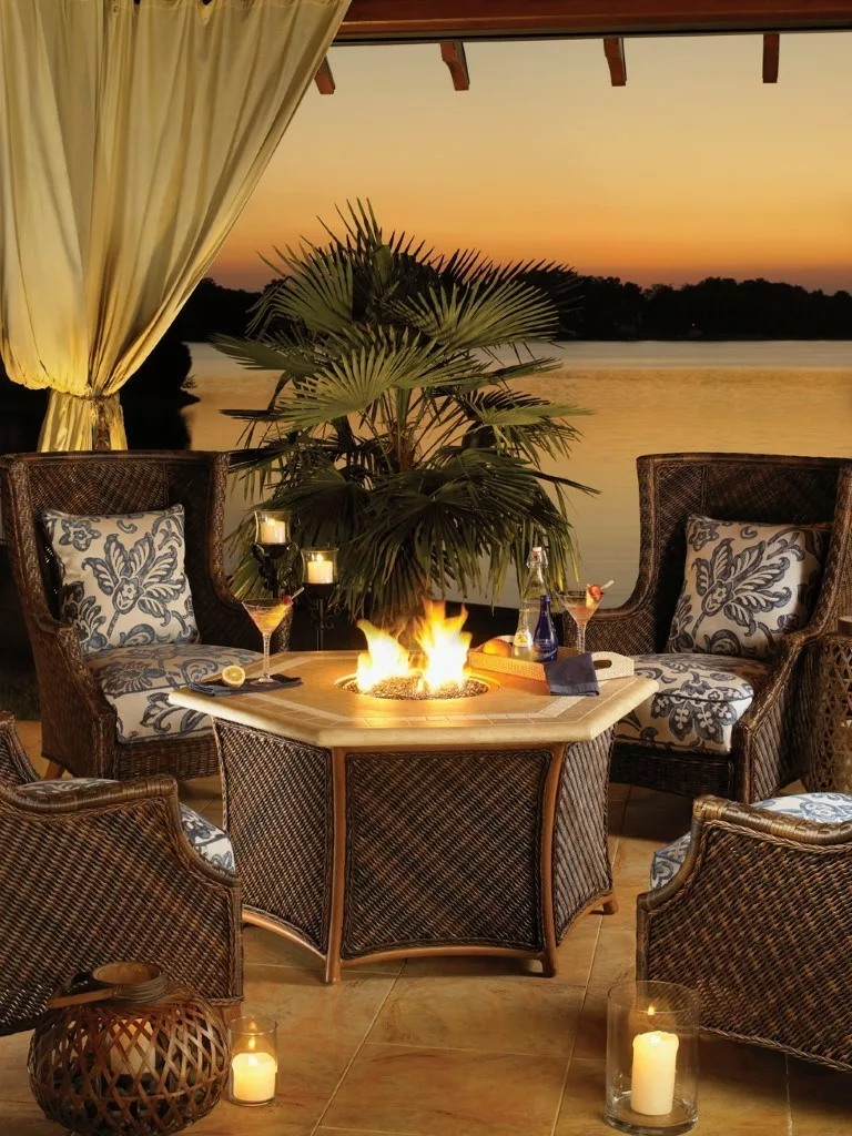 Tommy bahama royal island lanai fire pit and chairs luxury outdoor living by hausers patio