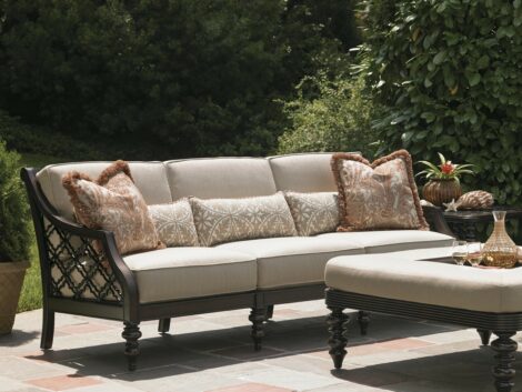 Black sands sofa and cocktail ottoman luxury outdoor living by hausers patio