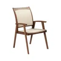 Wooden chair with beige accent hausers patio