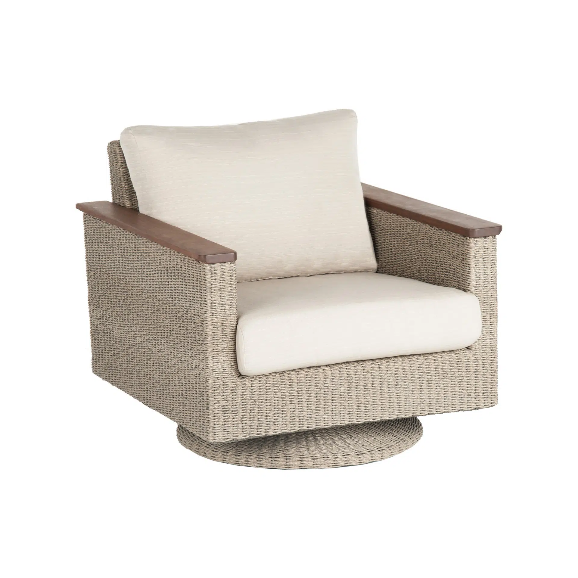 Coral swivel rocker natural from Hauser's Patio in San Diego, CA