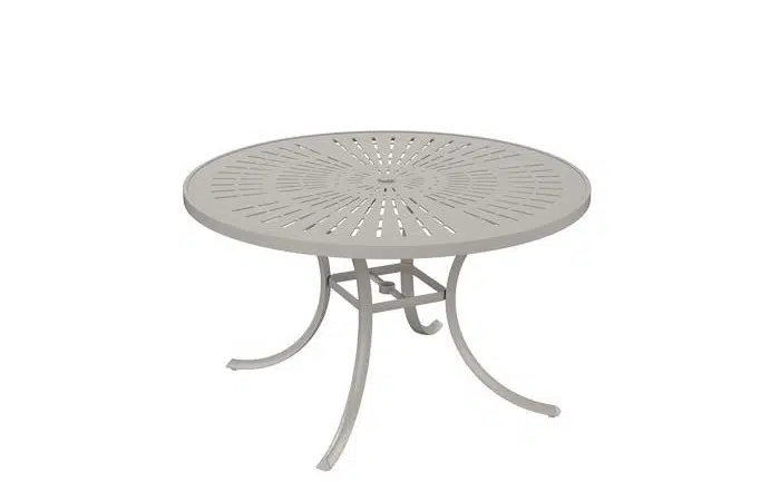 Dining table 36 round la stratta pattern with umbrella hole Hausers Patio