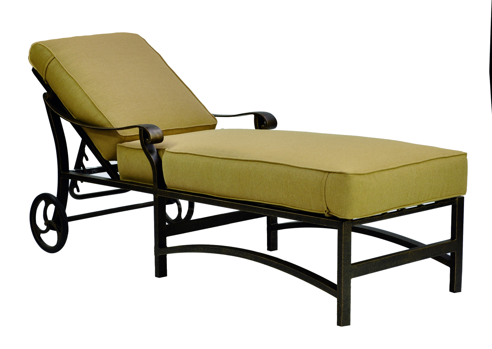 Madrid Cushion Adjustable Chaise Lounge w/ Wheels - Hauser's Patio