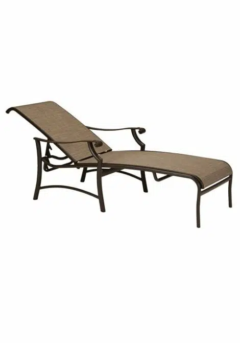 Brown sling chair from hausers patio luxury outdoor living by hausers patio