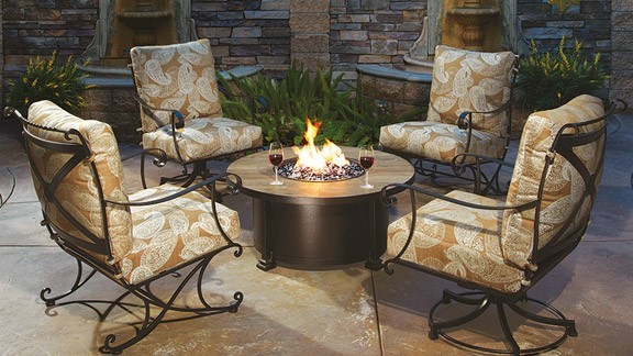 Casual fireside gas fire pit by ow lee luxury outdoor living by hausers patio
