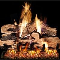 Indoor gas fireplace logs split oak hausers patio