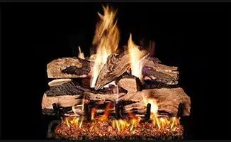 Indoor gas fireplace logs split oak hausers patio