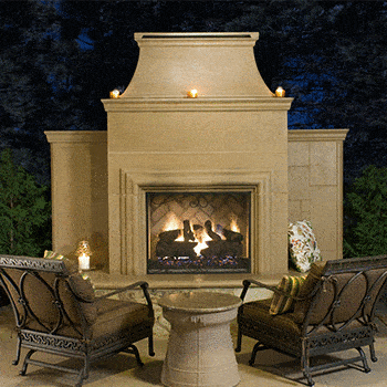 Grand Cordova outdoor gas fireplace - Hausers Patio