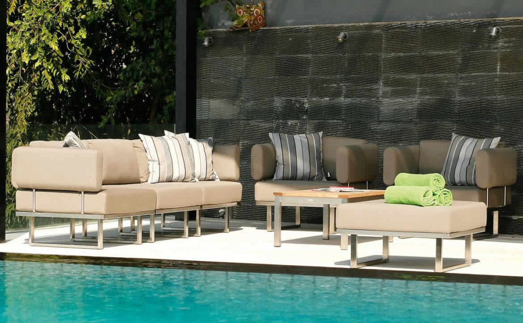 outdoor sofa with pillows Hausers Patio