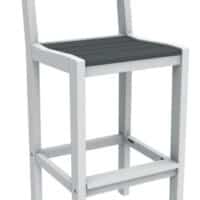 Tall outdoor bar counter stool in white and grey side view from hausers patio hausers patio
