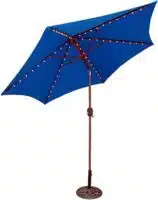 Blue led lit 11 galtech octagon umbrella from hausers patio luxury outdoor living by hausers patio