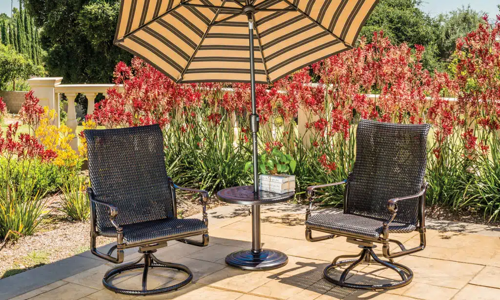 Grand Terrace chairs and umbrella - Hausers Patio