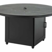 Channel 53 Round Gas Fire Pit with Modanō Base Side view Hausers Patio