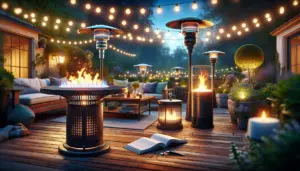 Illustrated outdoor heating lamps & lights by Hauser's Patio